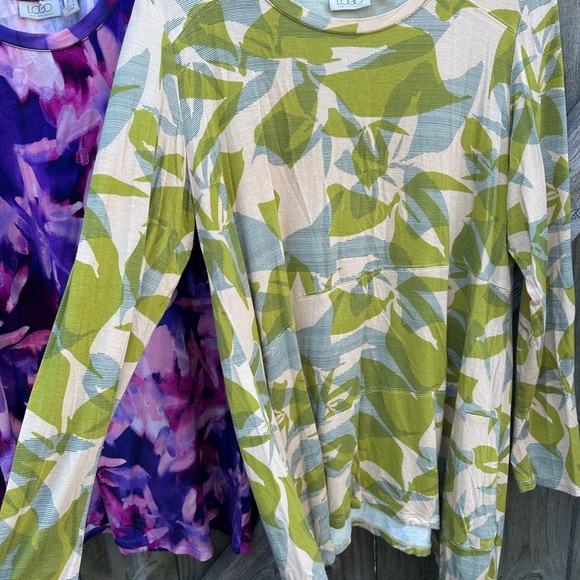 LOGO by Lori Goldstein Casual Stretch Jersey Knit Floral Summer Print Tunic Tops - Picture 4 of 10